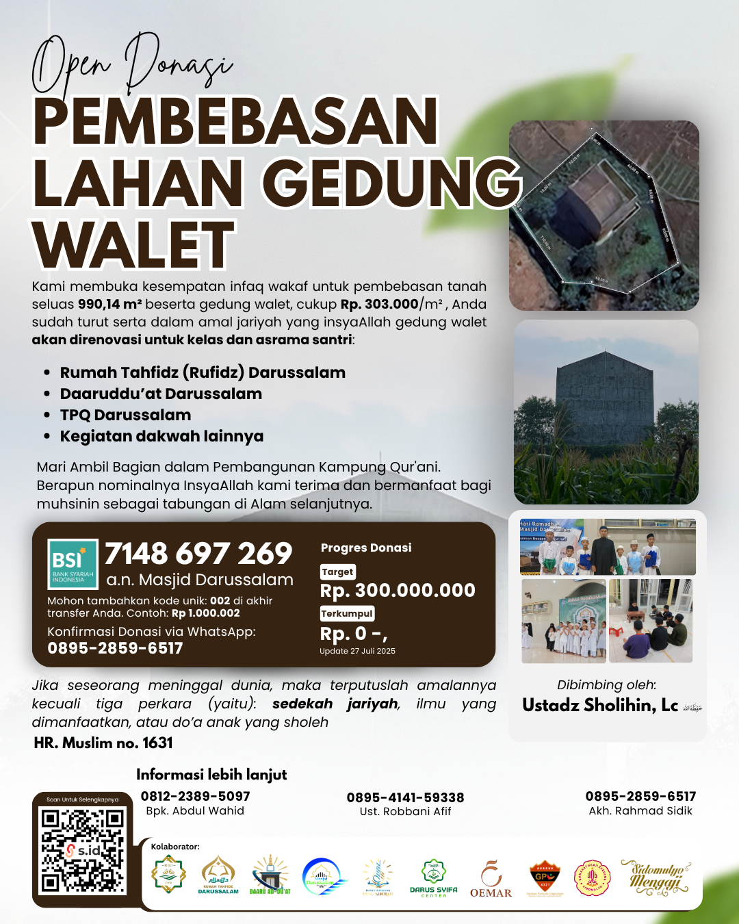 Donasi Pembebasan Lahan Gedung Walet